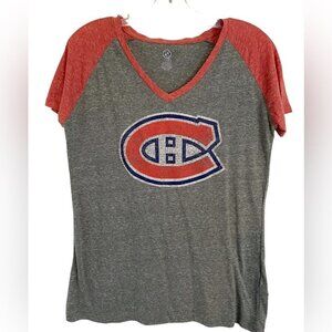 NHL Montreal Canadiens  Heathered Grey T-Shirt Ladies Lg